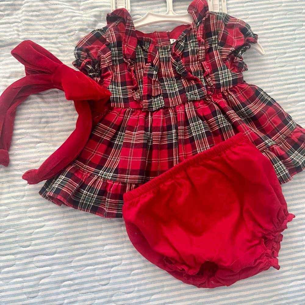 Janie and Jack Red Plaid Kids Formal Dress Set